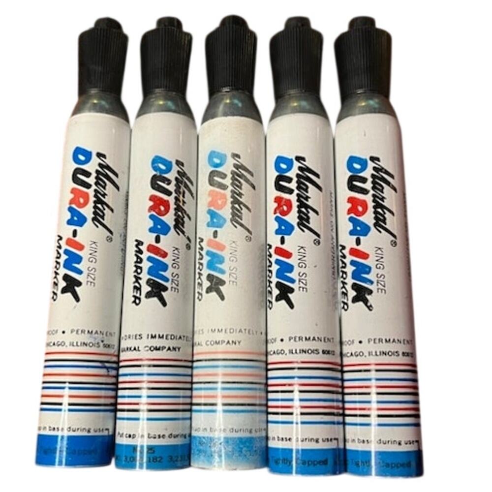 Vintage Dura-Ink Markers Lot of 5 King Size Permanent Made in USA Working Smelly